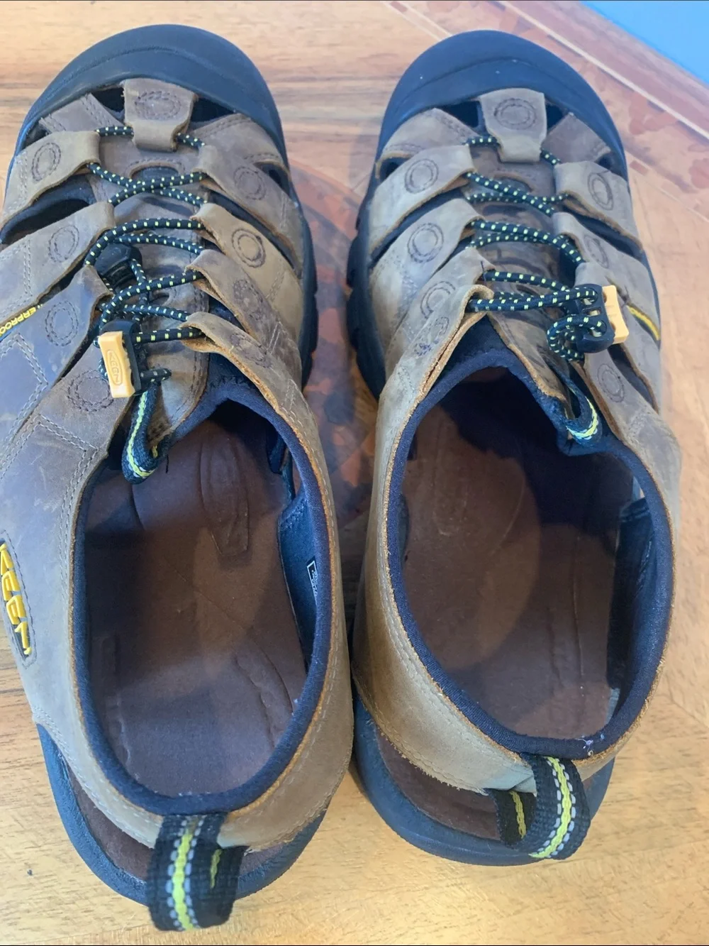 Keen Men's 12 Brown Leather Closed-Toe Newport Rugged Waterproof Leather Sandals